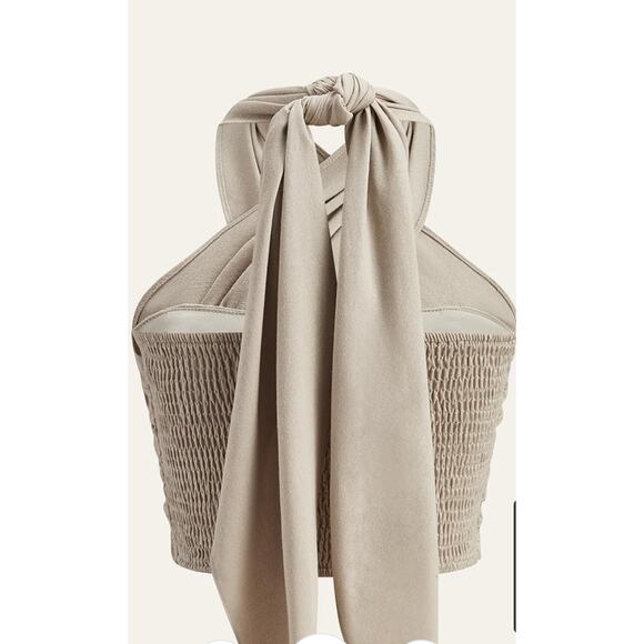 NWT. Commence Khaki Cotton and Linen Cross Halter Tank -Size XS - Picture 2 of 12